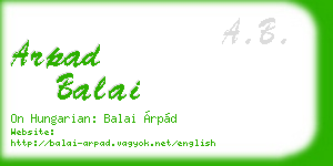arpad balai business card